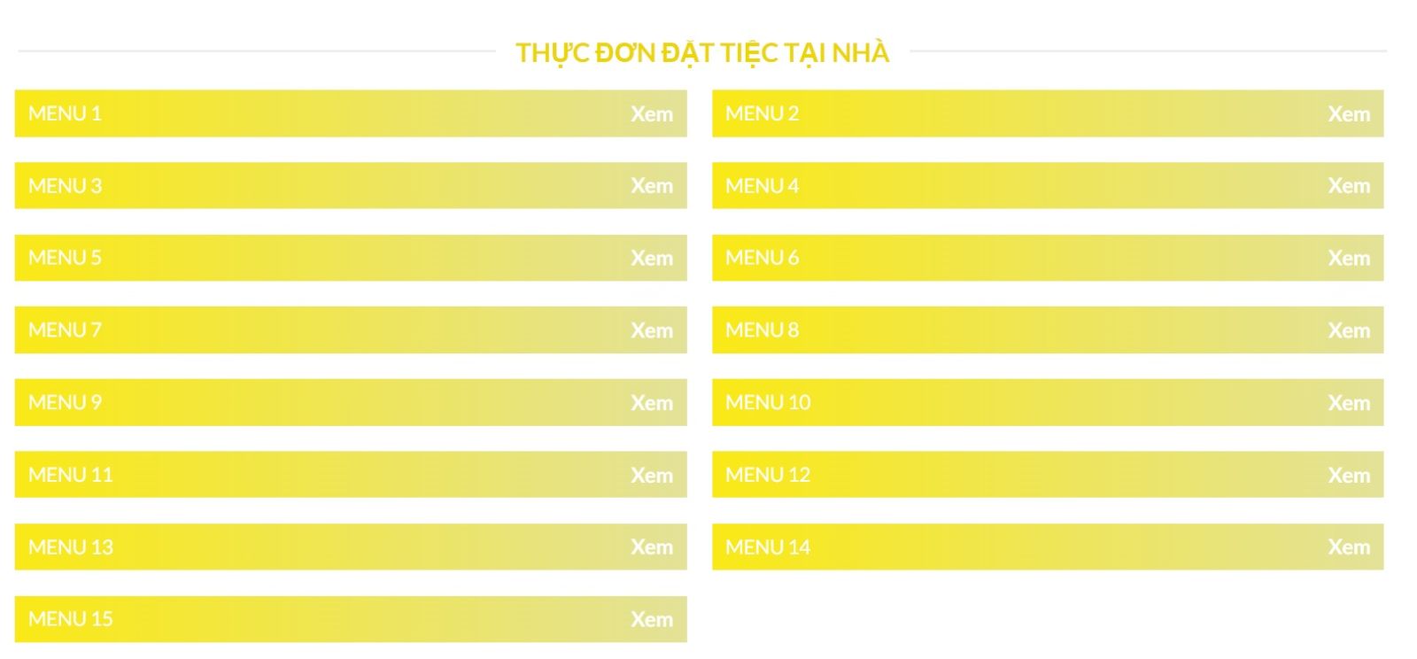 website chứa menu thực đơn tại nhà hàng.